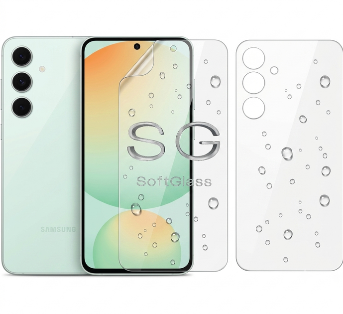 Бронепленка для Samsung S24 FE комплект: для передней и задней панели износоустойчивая полиуретановая SoftGlass - Фото 1 Бронепленка для Samsung S24 FE комплект: для передней и задней панели износоустойчивая полиуретановая SoftGlass - изображение 1