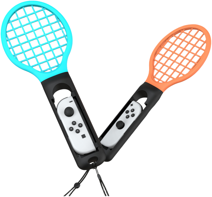 Uchwyt Yaxo na Joy-Con Tennis Pro Set do NS/NS2 Inferno Pomarańczowy/Niebieski (YGTPSJCH01CM) - obraz 7