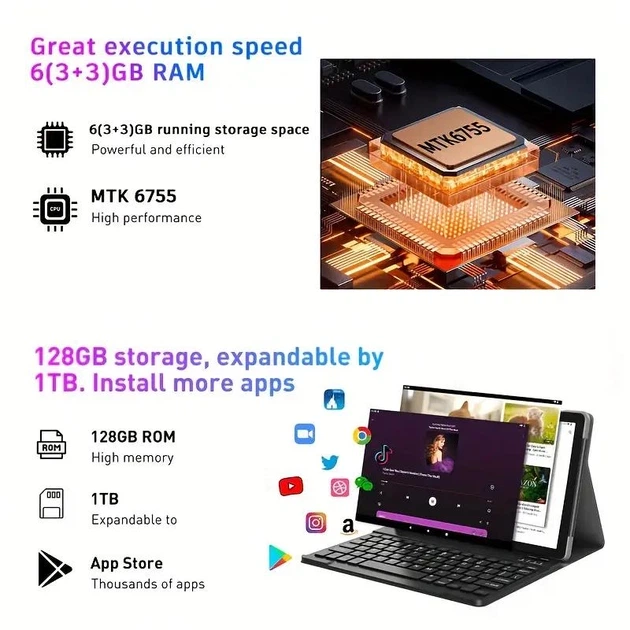 Планшет-ноутбук Crelander T40 10.1" HD / 12 ГБ RAM / 128 ГБ / Dual SIM / Android / Рожевий - зображення 2
