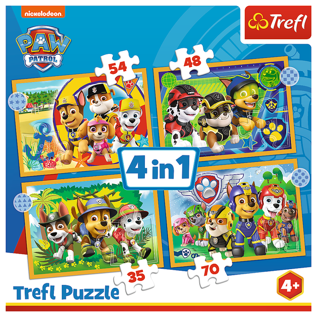 Puzzle Trefl Wakacyjny Psi Patrol 4 w 1 (5900511343953) - obraz 6