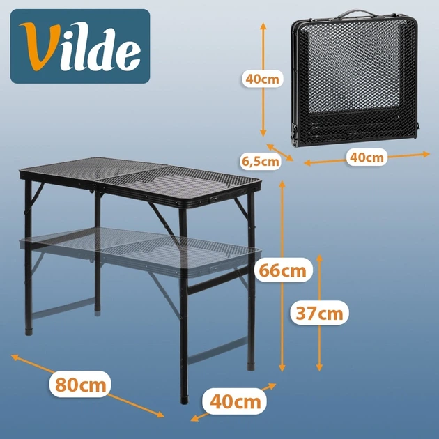 Стіл туристичний Vilde 489391 розкладний 2в1 80 x 40 x 37/66 см Чорний (5900670121553) - Фото 13 Стіл туристичний Vilde 489391 розкладний 2в1 80 x 40 x 37/66 см Чорний (5900670121553) - зображення 13