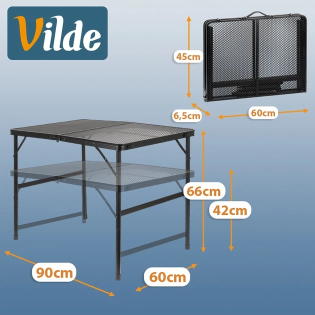 Стіл туристичний Vilde 489393 розкладний 2в1 90 x 60 x 42/66 см Чорний (5900670121577) - Фото 9 Стіл туристичний Vilde 489393 розкладний 2в1 90 x 60 x 42/66 см Чорний (5900670121577) - зображення 9
