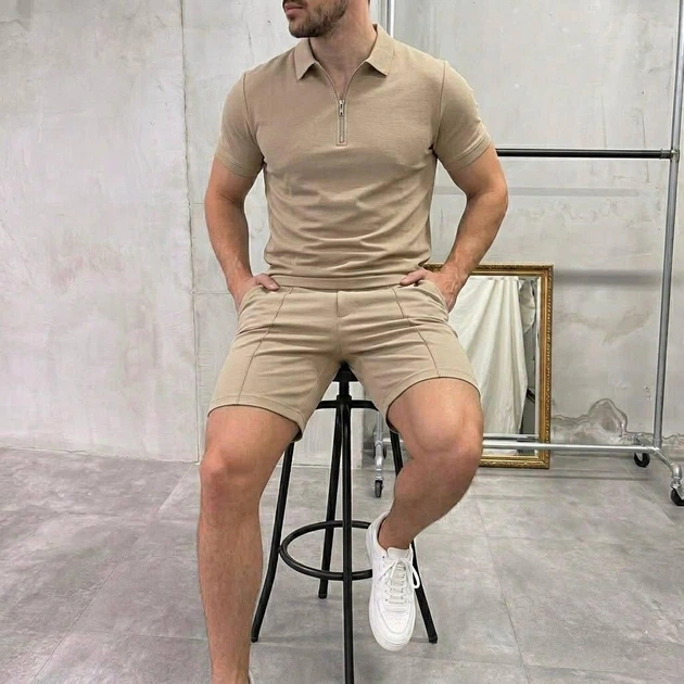 Костюм Okland мужской летний трикотажный XXL бежевый (A0172) - Фото 1 Костюм Okland мужской летний трикотажный XXL бежевый (A0172) - изображение 1