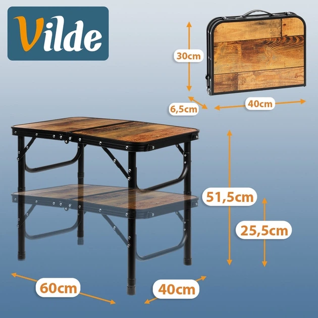 Стіл туристичний Vilde 489398 розкладний 2в1 60 x 40 x 25,5/51,5 см Коричневий (5900670121621) - Фото 8 Стіл туристичний Vilde 489398 розкладний 2в1 60 x 40 x 25,5/51,5 см Коричневий (5900670121621) - зображення 8