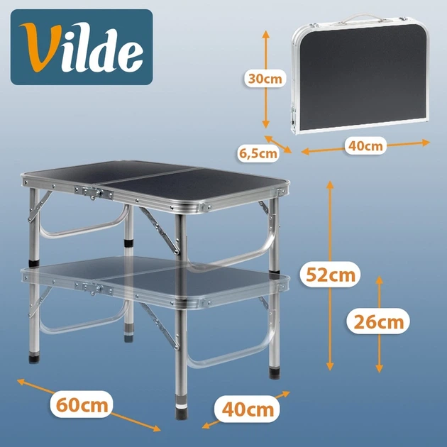 Стіл туристичний Vilde 489399 розкладний 2в1 60 x 40 x 26/52 см Графітовий (5900670121638) - Фото 12 Стіл туристичний Vilde 489399 розкладний 2в1 60 x 40 x 26/52 см Графітовий (5900670121638) - зображення 12
