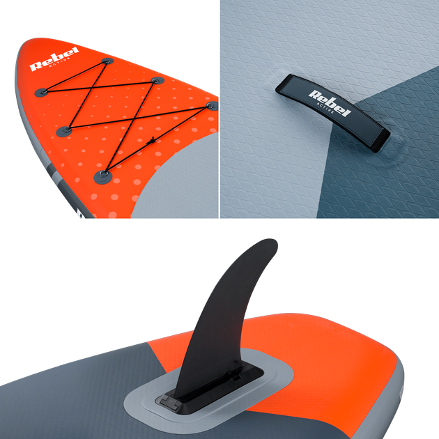 Надувная SUP-доска Rebel Active RBA-4501-OR 350 × 81 × 15 см с сиденьем для каяка до 170 кг оранжевая - изображение 7