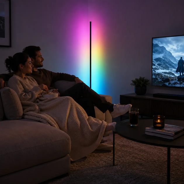 Напольный угловой RGB LED торшер со светодиодной подсветкой, пультом управления, режимами освещения и лампа для комнаты - изображение 2