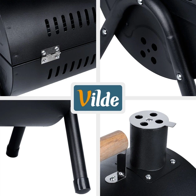 Grill węglowy Vilde 489375 stalowy przenośny z kominem 41 x 25 x 38 cm (5900670121263) - obraz 5