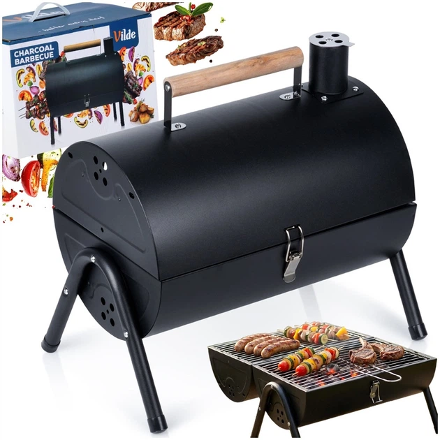Grill węglowy Vilde 489375 stalowy przenośny z kominem 41 x 25 x 38 cm (5900670121263) - obraz 6