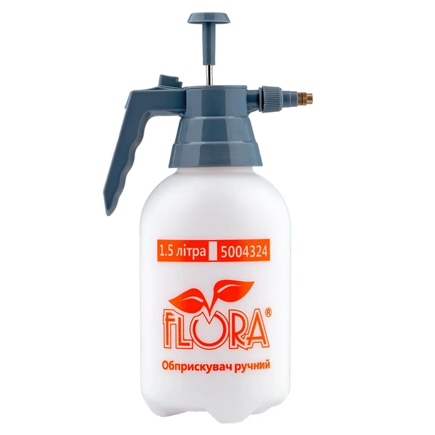 Обприскувач ручний 1.5 л ударостійкий пластик 17,5x30x12 см FLORA 5004324 - Фото 1 Обприскувач ручний 1.5 л ударостійкий пластик 17,5x30x12 см FLORA 5004324 - зображення 1
