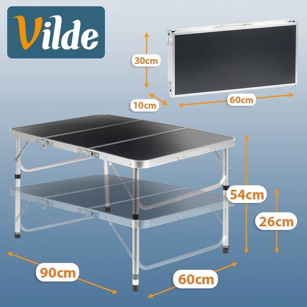Стіл туристичний Vilde 489403 розкладний 2в1 90 x 60 x 26/54 см Графітовий (5900670121676) - Фото 12 Стіл туристичний Vilde 489403 розкладний 2в1 90 x 60 x 26/54 см Графітовий (5900670121676) - зображення 12