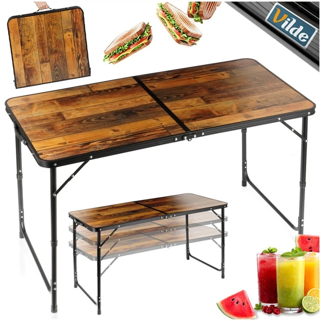 Стіл туристичний Vilde 489404 розкладний 3в1 120 x 60 x 54/62/70 см Коричневий (5900670121683) - Фото 6 Стіл туристичний Vilde 489404 розкладний 3в1 120 x 60 x 54/62/70 см Коричневий (5900670121683) - зображення 6