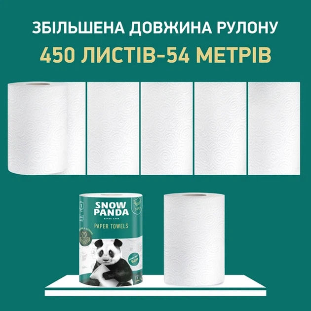 Полотенце бумажное Снежная Панда Extra Care Jumbo Roll 1 шт - Фото 2 Полотенце бумажное Снежная Панда Extra Care Jumbo Roll 1 шт - изображение 2