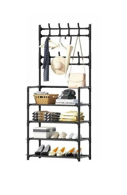Вешалка для одежды с подставкой для обуви (154х60х29,5 см), New simple floor clothes rack Черный - Фото 1 Вешалка для одежды с подставкой для обуви (154х60х29,5 см), New simple floor clothes rack Черный - изображение 1