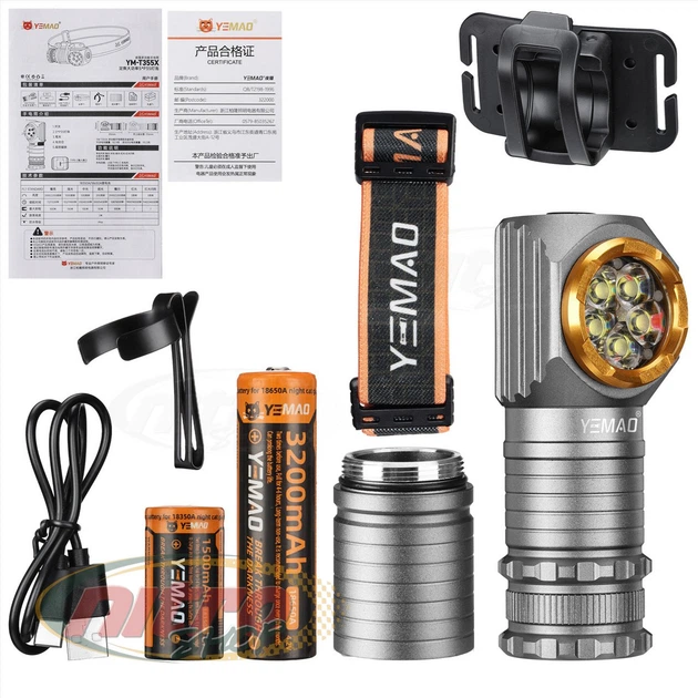 Налобный фонарь YEMAO YM-T355X 2000LM аккумуляторы 18650 + 18350 (3200 + 1500 mAh) с красным светом - изображение 8