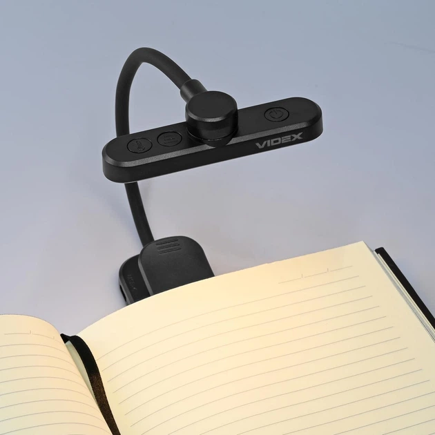 Лампа прищепка аккумуляторная светодиодная для чтения книг VIDEX VL-NL134B Black - изображение 11