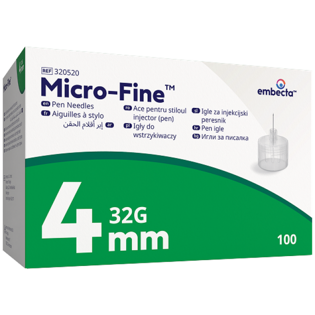 Иглы для инсулиновых шприцов и шприц ручек MicroFine Becton Dickinson МикроФайн 4 мм (32G x 0,23 мм) - изображение 2