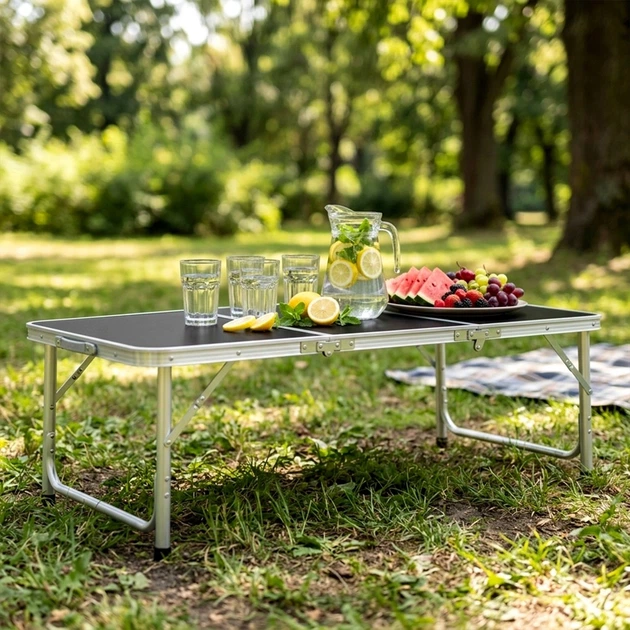 Стіл туристичний Vilde 489407 розкладний 2в1 120 x 60 x 34,5/65 см Графітовий (5900670121713) - Фото 8 Стіл туристичний Vilde 489407 розкладний 2в1 120 x 60 x 34,5/65 см Графітовий (5900670121713) - зображення 8