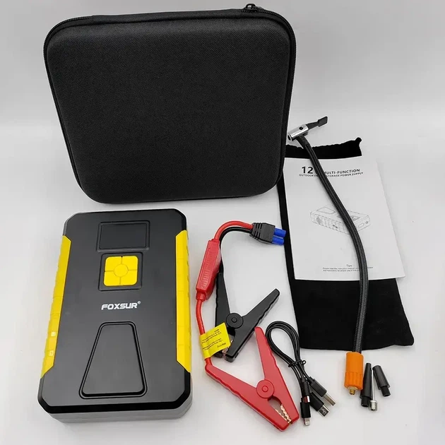 Пусковий пристрій бустер Foxsur Car Jump starter FJS-950 800А 12В 2в1 + компресор - зображення 3