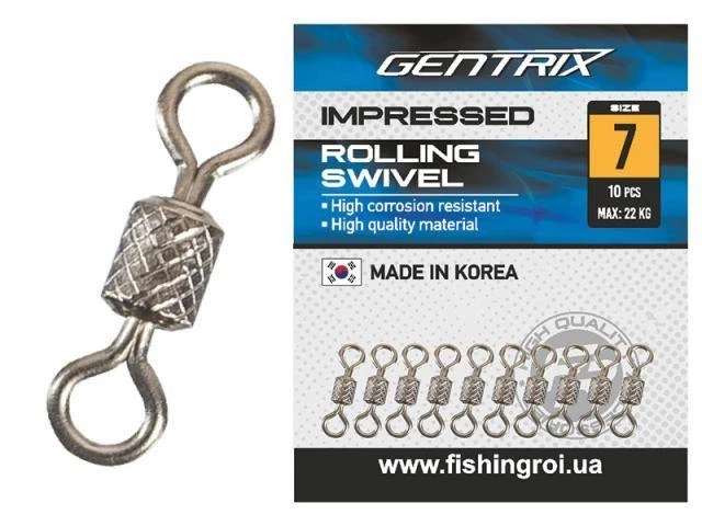 Вертлюг Fishing ROI Impressed rolling swivel №4 (10шт/уп) - Фото 1 Вертлюг Fishing ROI Impressed rolling swivel №4 (10шт/уп) - зображення 1