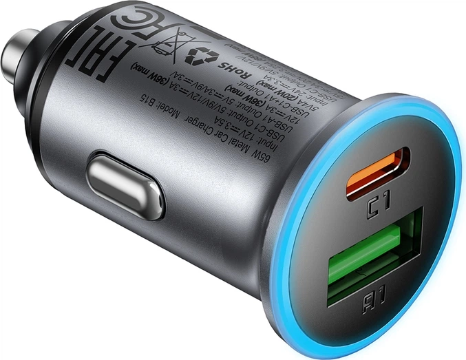 Автомобильное зарядное устройство для Acefast B15 65 Вт, USB-A и USB Type-C Grey (6974316284963) - изображение 2
