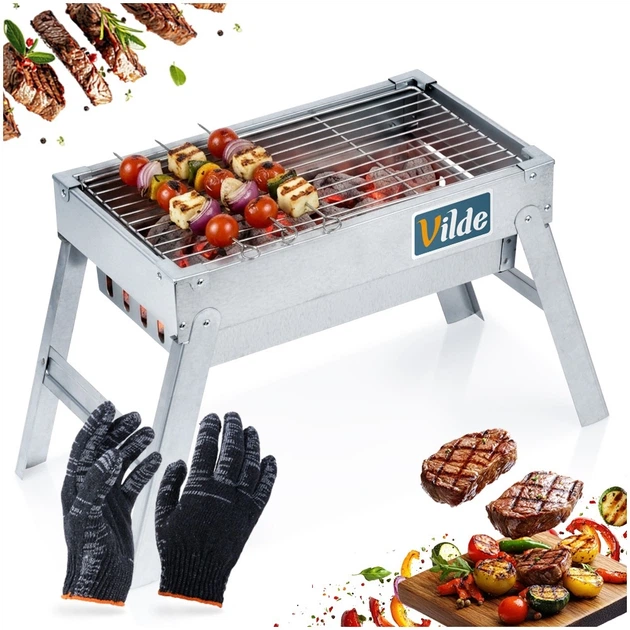 Grill węglowy Vilde 489385 składany przenośny stalowy 46 x 21 x 27 cm (5900670121362) - obraz 6