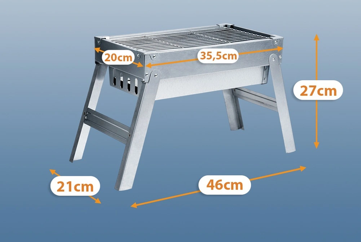 Grill węglowy Vilde 489385 składany przenośny stalowy 46 x 21 x 27 cm (5900670121362) - obraz 8