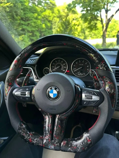 Кований Карбон Колір Червоний M Кермо + Led Екран BMW F20 F21 F22 F23 F30 F31 F32 F33 F36 X3 F25 F26 F15 F16 Руль - зображення 4