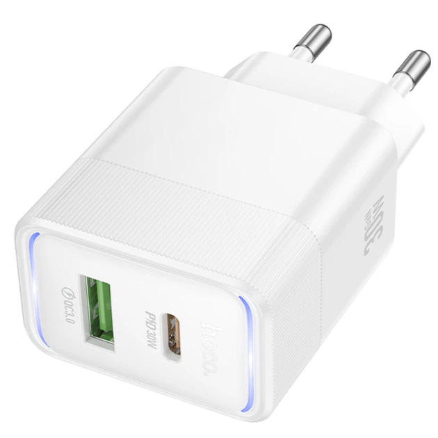 Мережевий зарядний пристрій Hoco CS112A Lounge PD30W+QC3.0 (1USB-A/1C) White - Фото 2 Мережевий зарядний пристрій Hoco CS112A Lounge PD30W+QC3.0 (1USB-A/1C) White - изображение 2