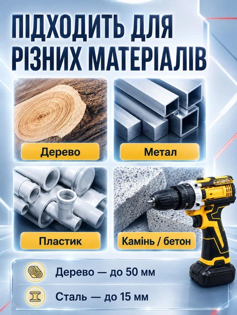 Дрель-шуруповёрт аккумуляторный 12V, 1350 об/мин, ANDER ONE, 2 скорости + набор слесарного инструмента 24 предмета + кейс, жёлто-чёрный (3663582197) - изображение 6