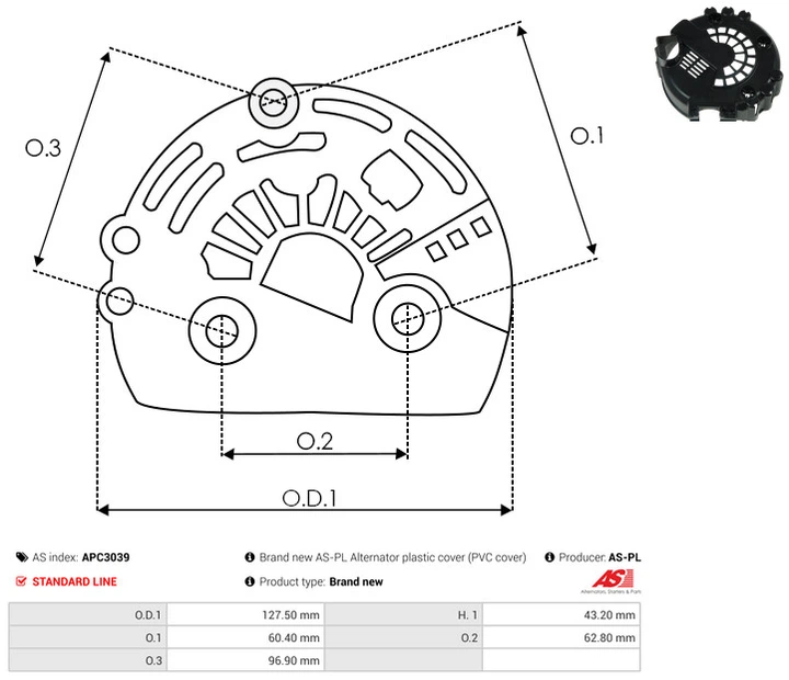 Кришка генератора AS (APC3039) - зображення 2