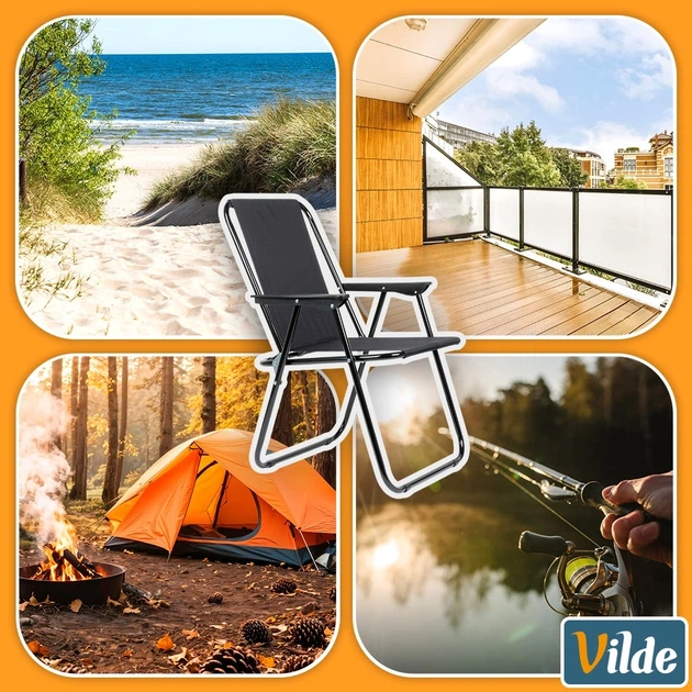 Туристичне крісло Vilde 489352 розкладне Чорне (5900670106437) - зображення 9