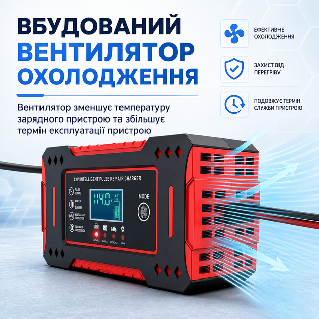 Зарядное устройство для автомобильного аккумулятора (12V/24V) 6A Red - Фото 2 Зарядное устройство для автомобильного аккумулятора (12V/24V) 6A Red - изображение 2