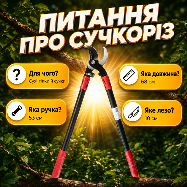 Сучкорез AgroStar мод.097 диаметр реза 50 мм для веток сталь SK5 тефлоновое лезвие садовые ножницы 68 см - изображение 6