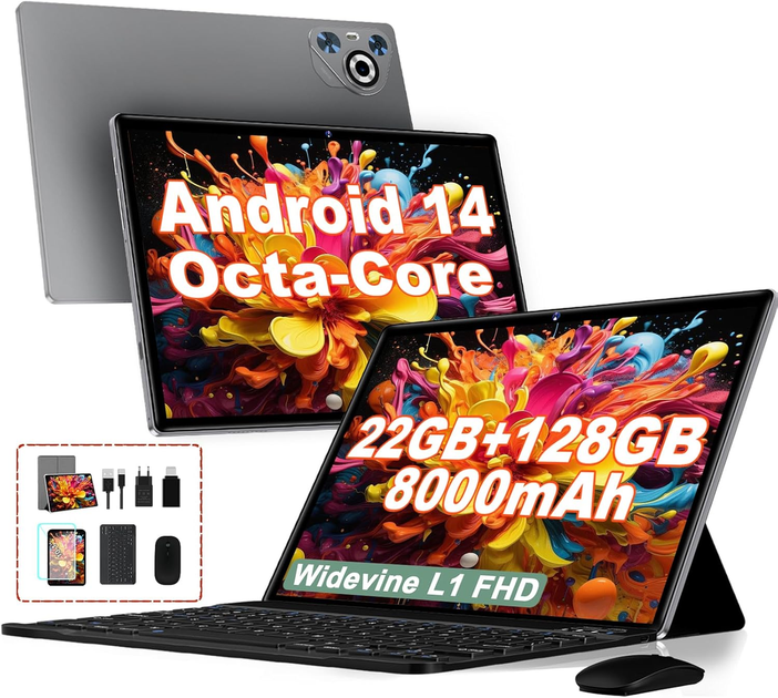Планшет TAB30 10.1" (22/128GB) Android 14 Gray: 8-ядерний процесор, 8000mAh, Widevine L1 + Клавіатура та Миша - зображення 3