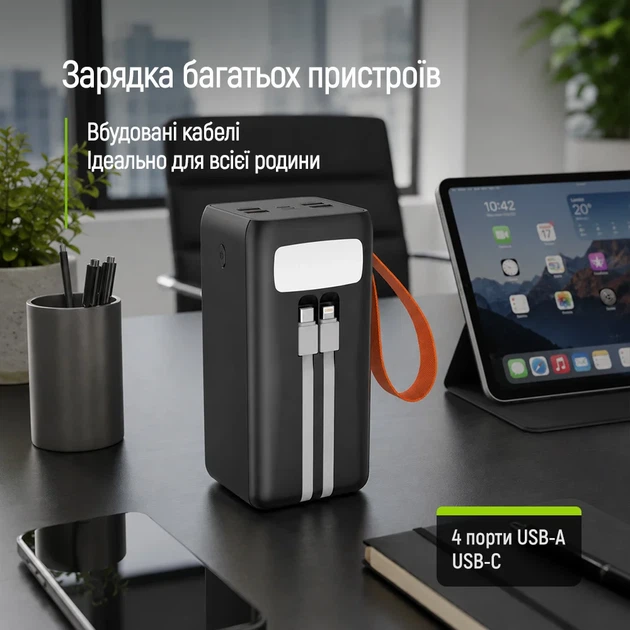 УМБ ColorWay Power Bank 50 000 mAh PowerView (USB QC4.0 + USB-C PD22.5W) Black (CW-PB500LP02BK) - Фото 9 УМБ ColorWay Power Bank 50 000 mAh PowerView (USB QC4.0 + USB-C PD22.5W) Black (CW-PB500LP02BK) - изображение 9