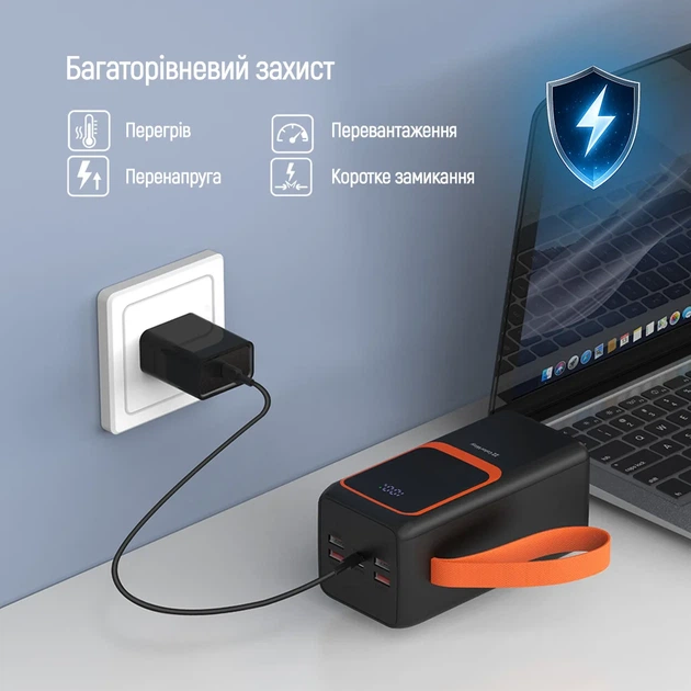УМБ ColorWay Power Bank 50 000 mAh PowerView (USB QC4.0 + USB-C PD22.5W) Black (CW-PB500LP02BK) - Фото 12 УМБ ColorWay Power Bank 50 000 mAh PowerView (USB QC4.0 + USB-C PD22.5W) Black (CW-PB500LP02BK) - изображение 12