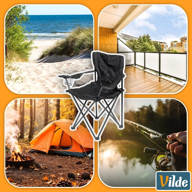 Туристичне крісло Vilde 489354 розкладне Чорне (5900670106451) - зображення 9