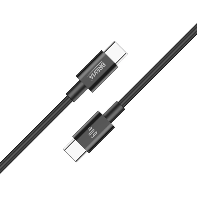 Кабель Brevia Type-C to Type-C 60W 1м, чорний ZIP (55100BCCZ1) 55100BCCZ1 - зображення 2