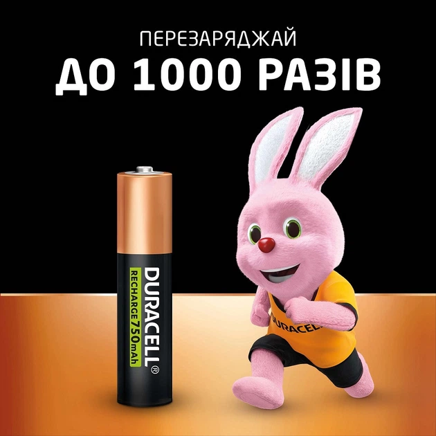 Акумулятори Duracell Rechargeable AAА 750 mAh, 4 шт. (6832571) - Фото 2 Акумулятори Duracell Rechargeable AAА 750 mAh, 4 шт. (6832571) - изображение 2