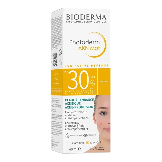 Солнцезащитная эмульсия для лица Bioderma Photoderm АKN Mat SPF 30 Matifying Sun Fluid для жирной и проблемной кожи, 40 мл - изображение 3