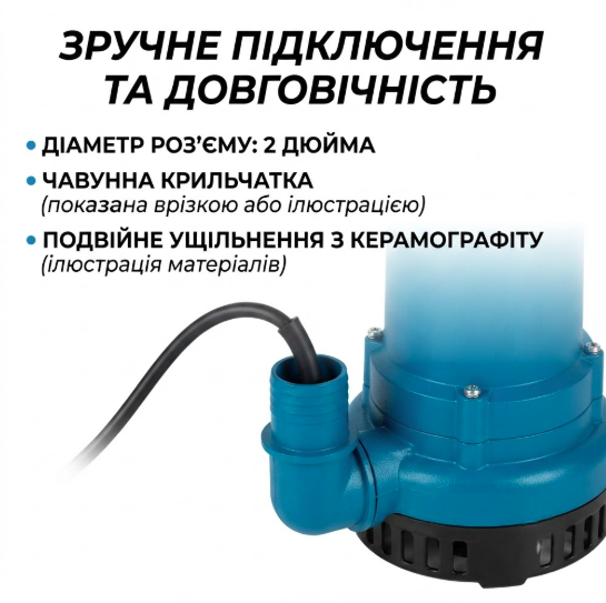 Дренажно-фекальный насос ROSA WQD/P-233 AL с измельчителем без поплавка - Фото 3 Дренажно-фекальный насос ROSA WQD/P-233 AL с измельчителем без поплавка - изображение 3