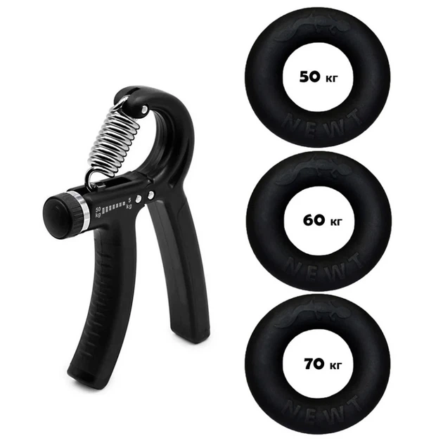 Набор кистевых экспандеров Newt Power Grip Set3 резиновое кольцо 5-70 кг черный - Фото 1 Набор кистевых экспандеров Newt Power Grip Set3 резиновое кольцо 5-70 кг черный - изображение 1