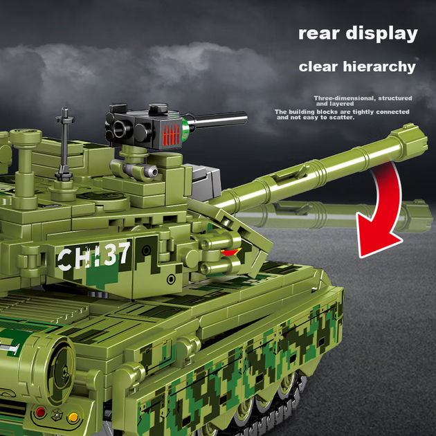 Конструктор Senbaojimu Військова модель Танк Type 99A - Фото 7 Конструктор Senbaojimu Військова модель Танк Type 99A - зображення 7