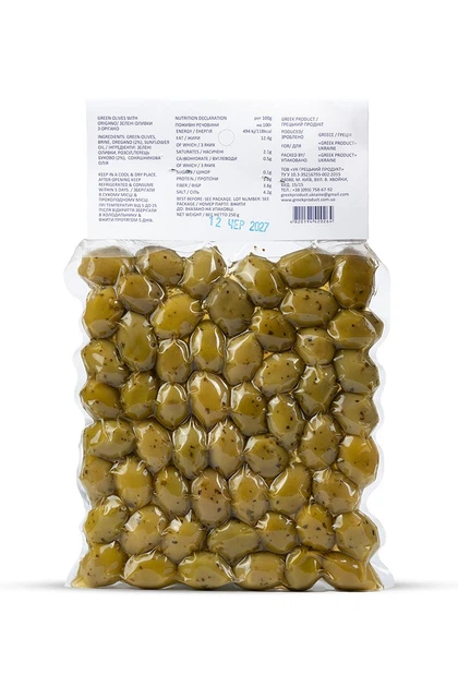 Оливки зеленые с травами Орегано Greek Product с косточкой 500г - изображение 5