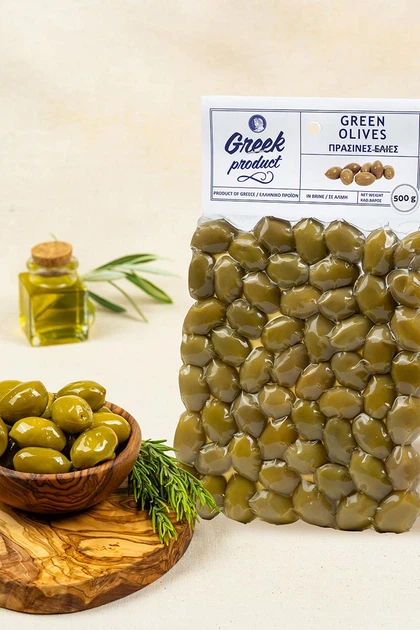 Оливки зелені з кісточкою Greek Product 500г - Фото 5 Оливки зелені з кісточкою Greek Product 500г - зображення 5