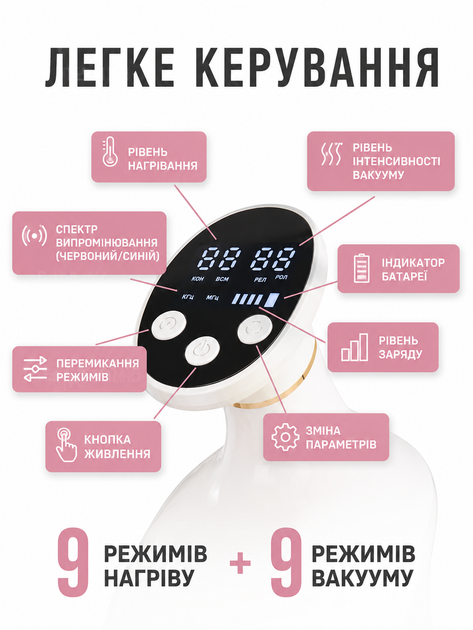 Антицеллюлитный LPG-массажер для тела с инфракрасным подогревом, аккумуляторный. - изображение 2