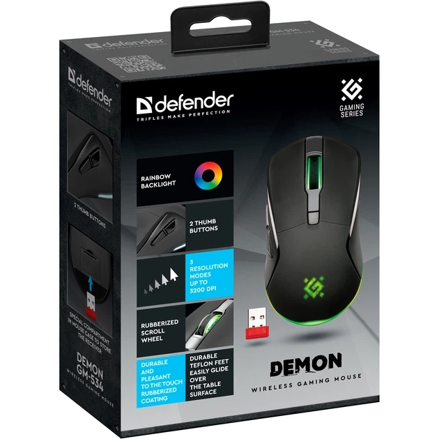 Компьютерная мышь Defender Demon GM-534 2.4G 3200 dpi 6 кнопок Чёрный (52534) - изображение 4