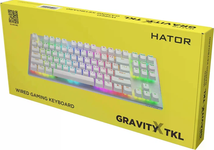 Клавиатура игровая механическая проводная Hator Gravity X TKL Orange Switch USB White компактная геймерская клавиатура с RGB подсветкой для ПК - изображение 6