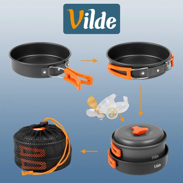 Набір туристичного посуду Vilde 489428 900/500 мл з аксесуарами Сірий (5900670122512) - Фото 12 Набір туристичного посуду Vilde 489428 900/500 мл з аксесуарами Сірий (5900670122512) - зображення 12